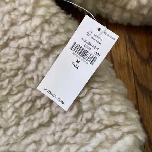 Hooded Sherpa Quilted Hybrid Coat Old Navy green ivory medium Tall MT - Picture 6 of 10